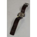 Edox -a vintage incabloc wristwatch, shaped stainless steel cushion case, silvered sun burst dial,