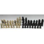 A novelty moulded resin chess set, the pieces as assorted anthropomorphic figures, lions, monkies,