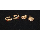 A pair of 18ct gold white stone set earrings, stamped 750 A1, CO119; others similar, 2 pairs, 5.