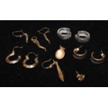 Jewellery - a pair of 9ct white gold hoop earrings, 2g ; others unmarked yellow metal, 3.