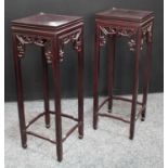 A pair of contemporary Chinese design square jardiniere stands, of tall proportions, 100.