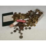 Base Metal Coinage - mainly circulated - plastic box containing large number of brass UK 3d pieces