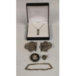 Jewellery - an Ortak silver pendant and bracelet suite,