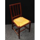 An early 20th century mahogany side chair, pyrographed to verso 'E.