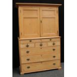 A Country House pine housekeeper's cupboard,