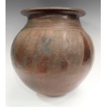 A large brown glazed Art Pottery jar