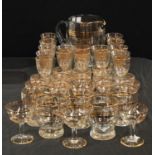 A glass lemonade set, applied with bands of gold,