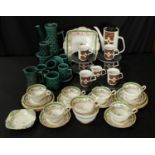 A Paragon floral printed tea set for six; a Meakin Studio Design retro coffee set;