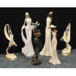 A pair of Expression by Regency Art Deco style Dancing Girls, 45cm high,