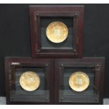 Interior Design - a set of three reproduction Chinese symbolic plates,