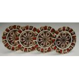 A set of four Royal Crown Derby 1128 pattern shaped circular dessert plates, 21.