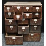 Medical Botany - a Victorian pine 'seed' or 'apothecary' chest cabinet,