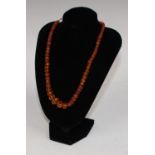 A 19th century faceted amberoid bead necklace,