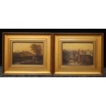 English School (19th century) a pair, Cottages, Wirksworth oil on panel,