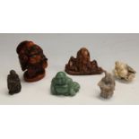 A resin netsuke, others soapstone,