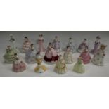 A Royal Worcester miniature figure, Lady Sophie, 12cm; others, Lady Emma, Lady Louisa, Lady Cecily,