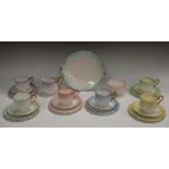A Royal Albert Rainbow pattern tea set for six, in harlequin colours,