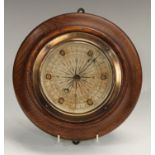 An oak aneroid ship's barometer,