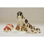 A Royal Crown Derby Collectors Guild paperweights including Scruff Puppy, gold stopper,