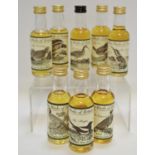Eight The Whisky Connoisseur The Birds of Britain malt whisky miniatures with various aged