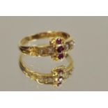 A William IV 9ct gold ring set with rubies and seed pearls size L, AJ, Chester, 1831 2.
