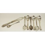 A set of six George VI teaspoons, each embossed in relief GRVI and engraved 1937.