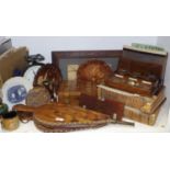 Boxes & Objects - a Victorian Tunbridge jewellery box; various early 20th century copper coinage;