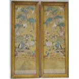 A pair of oriental silk works