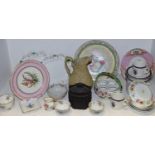 Decorative Ceramics - 18th century porcelain tea bowls; early 19th century egg holder basket;
