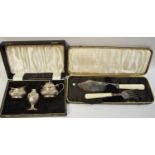 An Early 20th century silver cruet set,