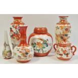 Oriental ceramics - ginger jar; two baluster vases; pot and cover; bottle vase,