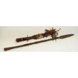 Tribal Interest - A 19th century African Maasai tribe ceremonial dagger in leather and fur sheath;