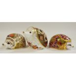 A Royal Crown Derby Old Imari Hedgehog, gold stopper, boxed; a Collectors Guild Orchard Hedgehog,