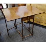 A mahogany Pembroke occasional table, drop leaf single drawer to frieze,