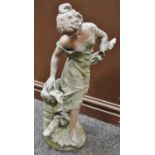 A spelter figure garden statue,