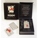Zippo - a 75th Anniversary 1932 - 2007 limited Edition 1 of 500 Classic Armor chrome lighter set