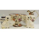 A pair of Beswick Staffordshire dogs; a Mason's ironstone pedestal bowl; ironstone jug;