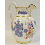 A 19th century English porcelain water jug hand painted with wild flower,