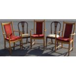 Three contemporary elm carver chairs;