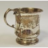 A silver christening cup dated 1935 jubilee hallmark by Bravingtons Ltd 80.