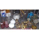 Assorted lamps and lamp fittings including shades and globes