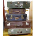 Vintage luggage including a suitcase made from aviation aluminium paneling,