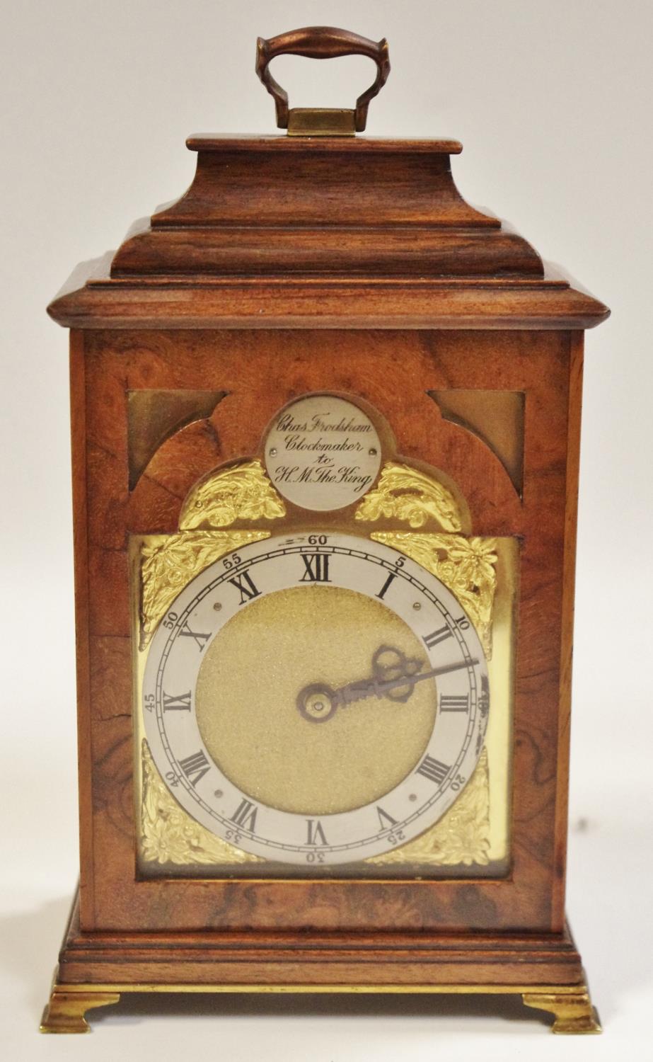 A late George VI Charles Frodsham walnut & gilt brass mounted carriage clock,