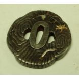 A Japanese tsuba, cast and applied with silvered and gilt insects,