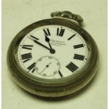 A Winegartens silver plated Railway Regulator open face pocket watch, Roman numerals,