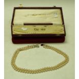 A single strand of Osaki graduated cultured pearls, marcasite clasp,