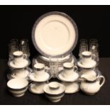 A Royal Doulton Sherbrooke dinner service for eight comprising dinner plates, dessert plates,