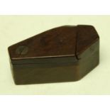 A George III novelty puzzle snuff box in the form of a coffin, 7cm long, c.