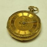 An 18ct gold open faced pockt watch, fusee movement, Waterhouse Comp of Dublin,
