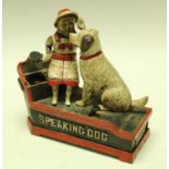 A cast iron money automated money box, Speaking Dog,